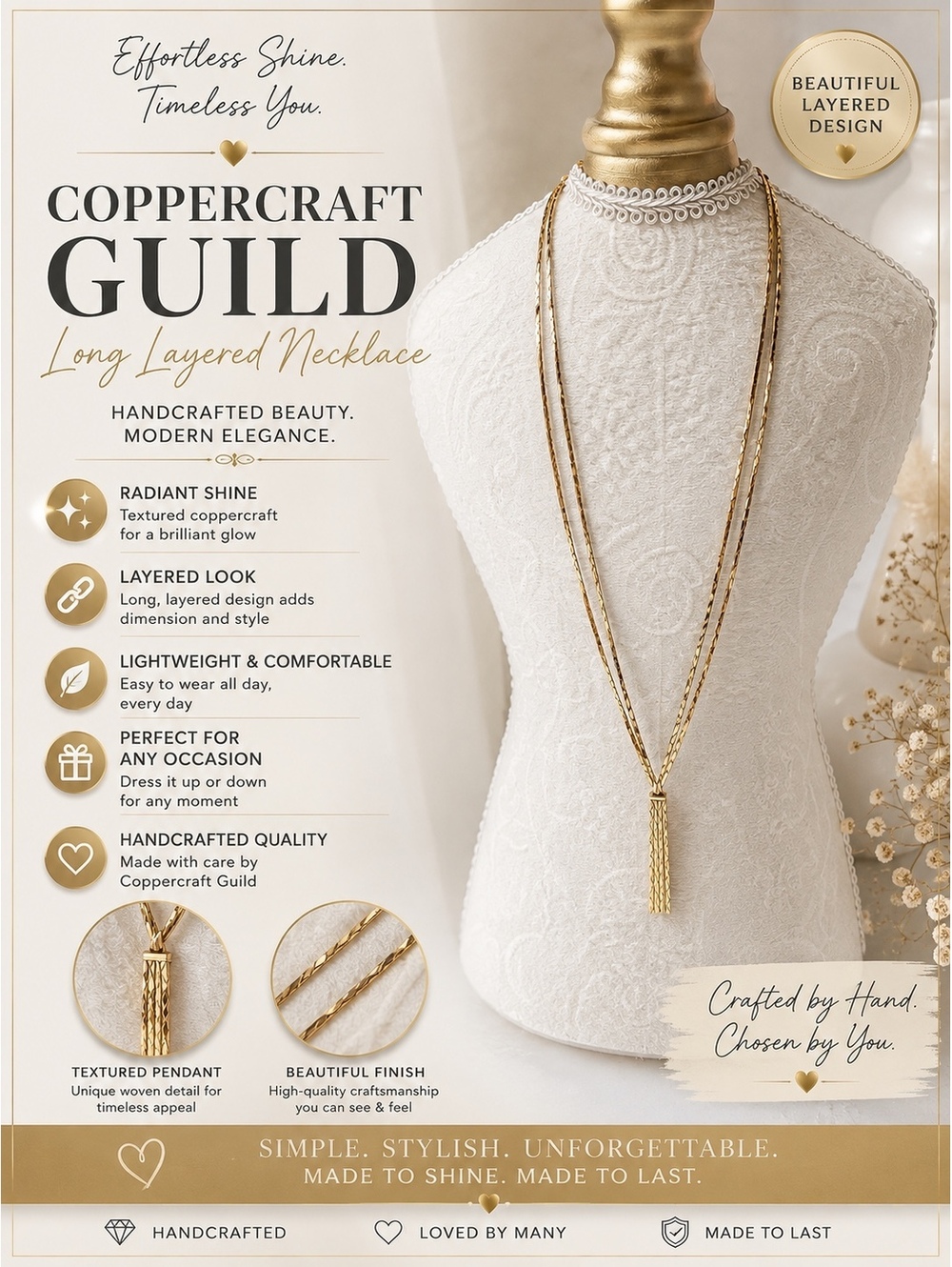 Coppercraft Guild Long Layered Necklace